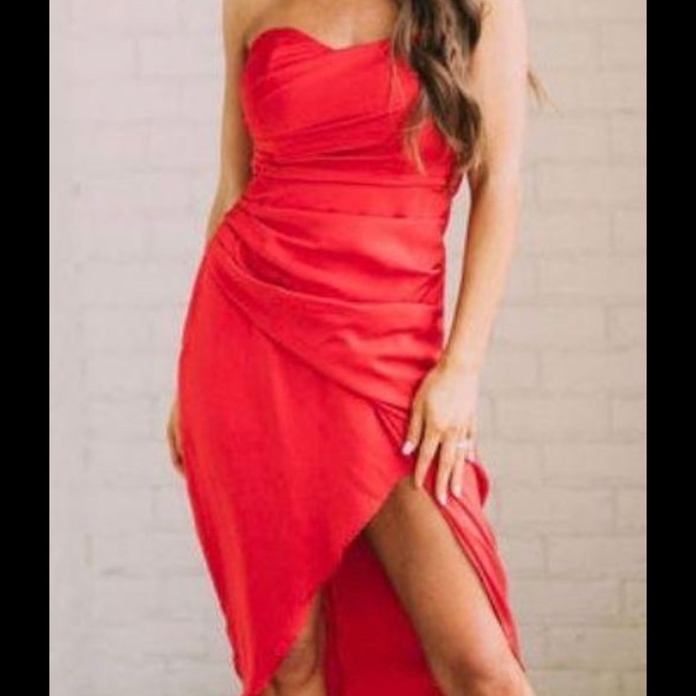 These three boutique Red Midi Formal Dress